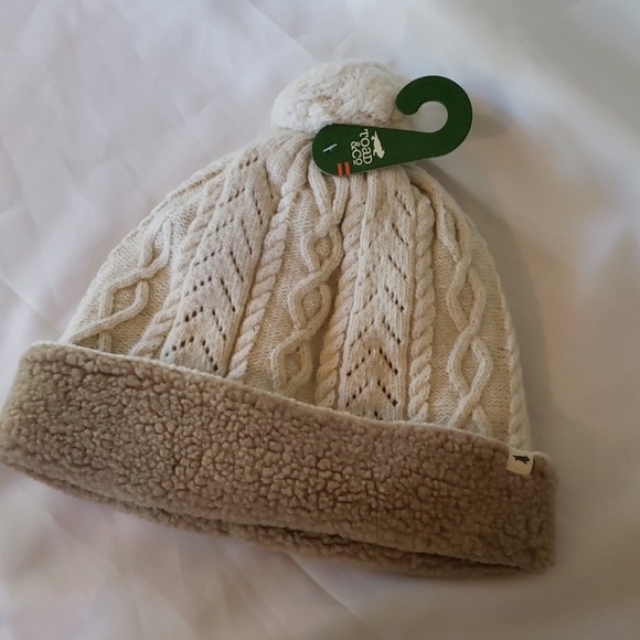 Toad & Co Flurrie Knit Beanie Winter Hat Fleece Lined Egret Tan White OS NWT - Picture 5 of 8